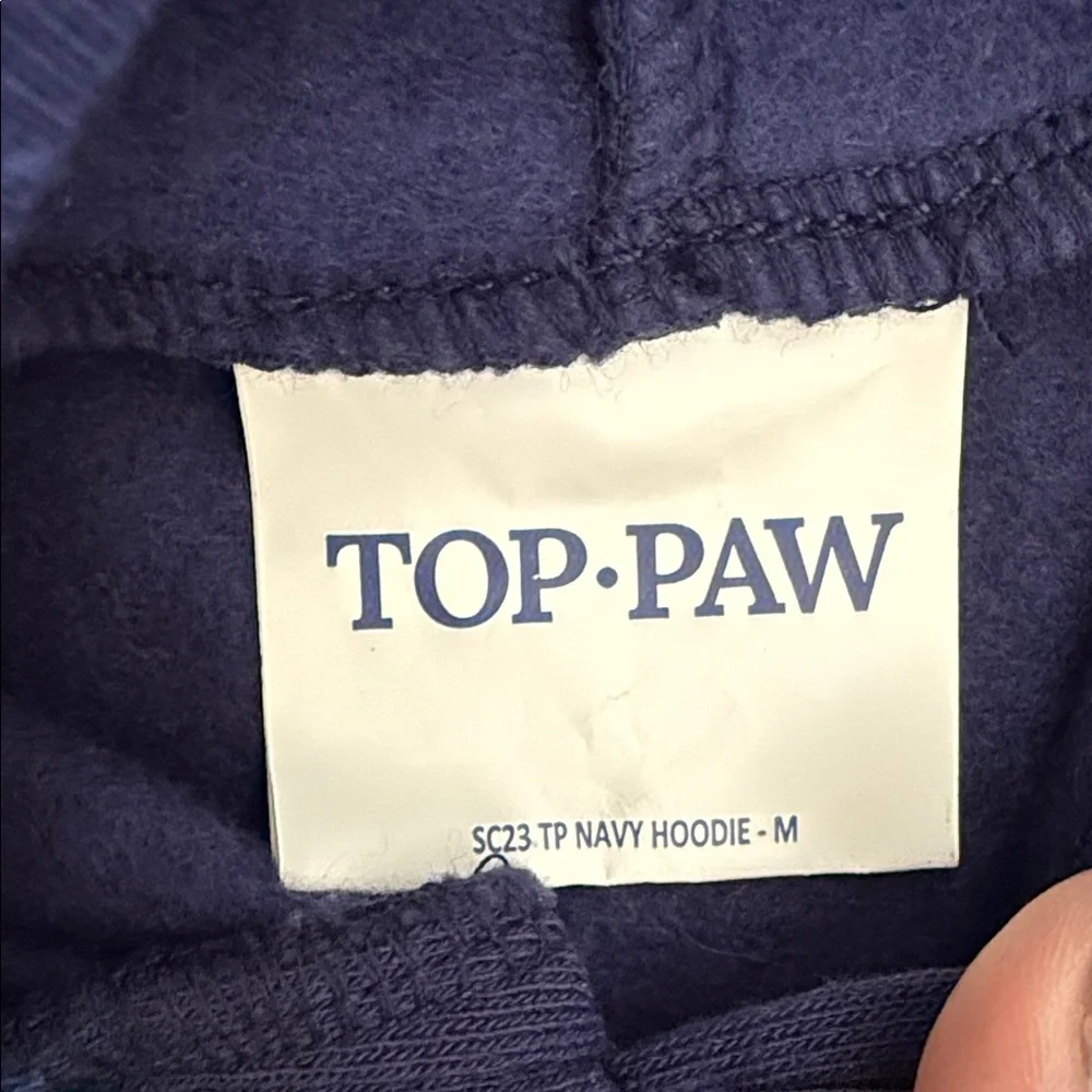 Dog Top Paw navy Blue Hoodie with White Paw Print